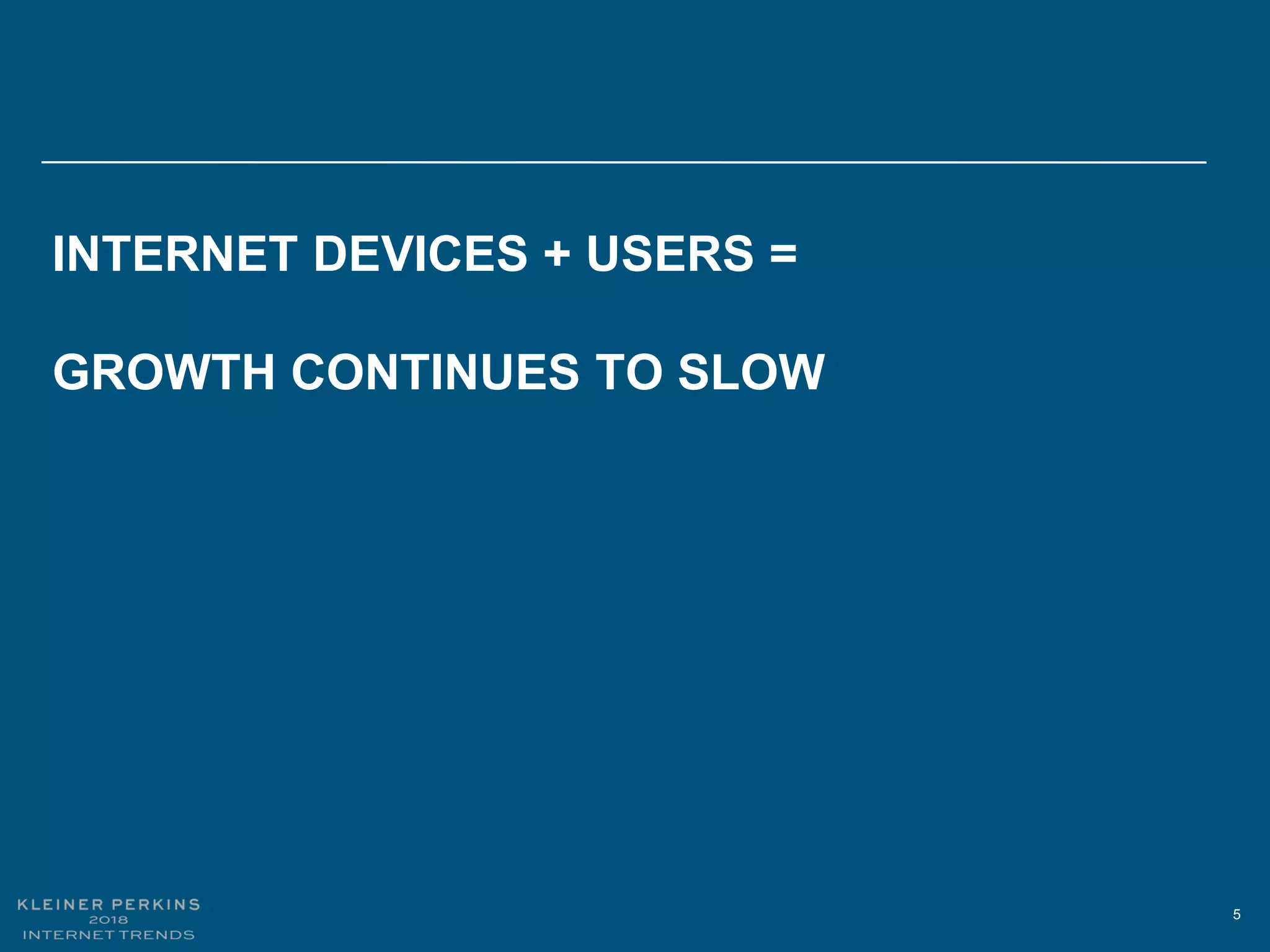 5
INTERNET DEVICES + USERS =
GROWTH CONTINUES TO SLOW
 