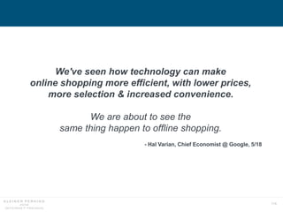 114
We've seen how technology can make
online shopping more efficient, with lower prices,
more selection & increased conve...
