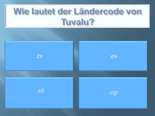 Wie lautet der Ländercode von Tuvalu?.tv.es.nl.op