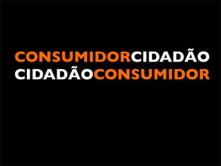 CONSUMIDORCIDADÃO
CIDADÃOCONSUMIDOR
 