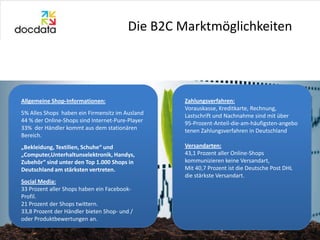 Die B2C Marktmöglichkeiten




Allgemeine Shop-Informationen:                    Zahlungsverfahren:
                      ...