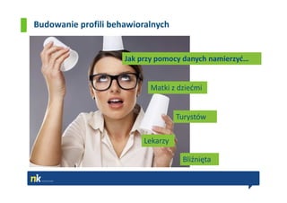 Budowanie profili behawioralnych


                     Jak przy pomocy danych namierzyć…


                           Matki z dziećmi


                                    Turystów

                          Lekarzy

                                     Bliźnięta
 