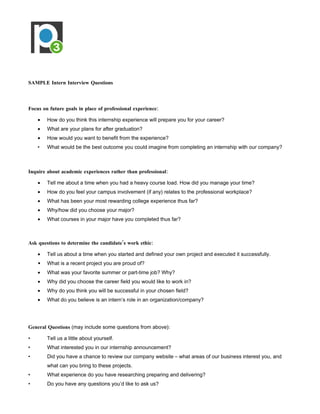 Intern Interview Questions | PDF