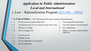 Code Rationalisation Intro to International Norms and Legislation | PPTX