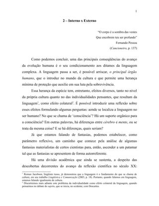 Interno x externo artigo sobre a mente Marcelo Henrique Marques de Souza
