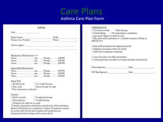 Care Plans
Asthma Care Plan Form
 