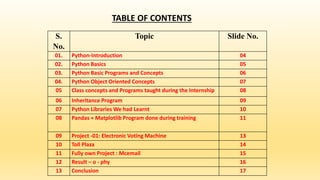 Python Summer Internship | PPTX | Programming Languages | Computing