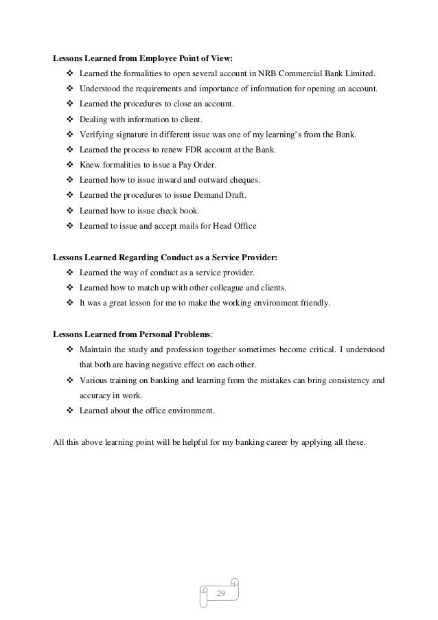 bank internship job description