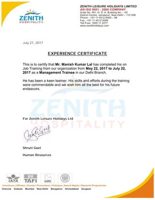 Internship certificate manish | PDF