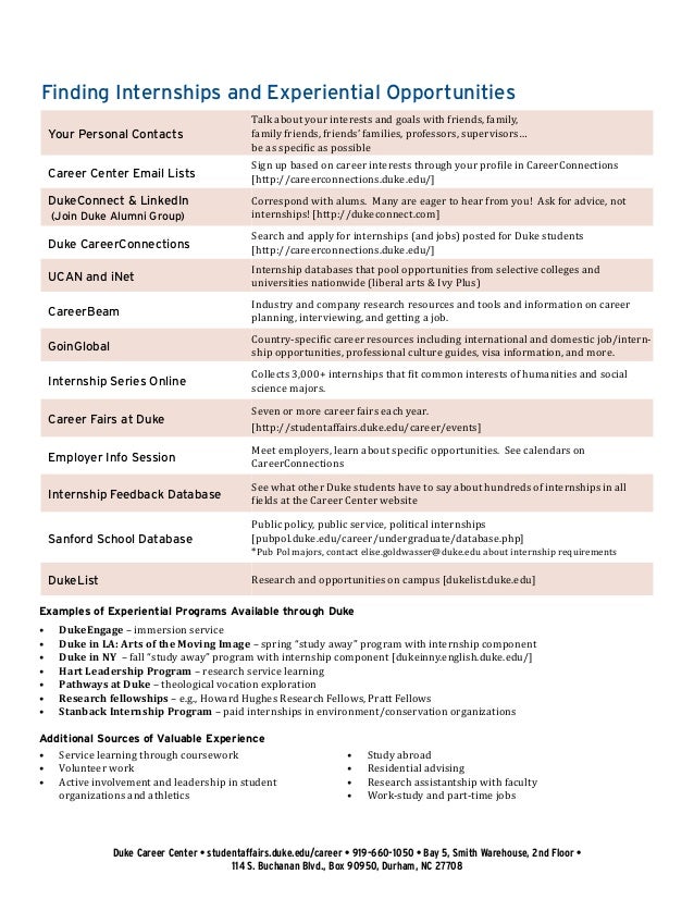Duke Health Careers Internship Program Duke Health Careers Internship Program