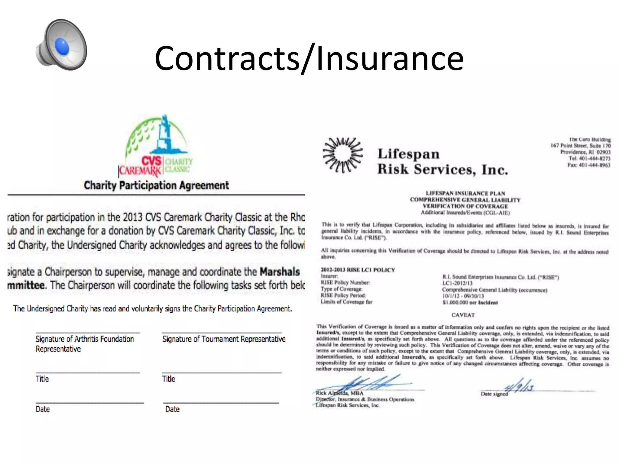 Contracts/Insurance
 