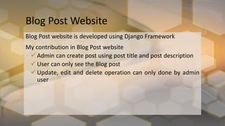Internship Blog Post Examples Internship final presentation | PPTX