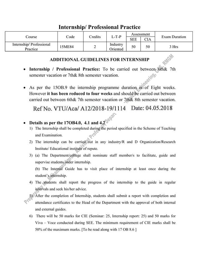Internship guidelines PDF