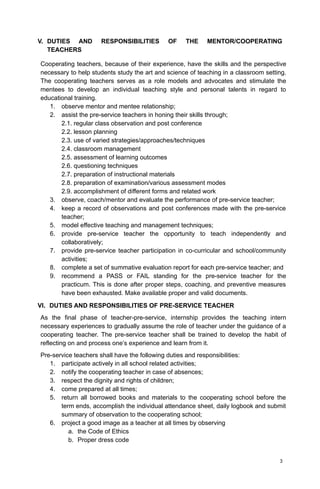 INTERNSHIP GUIDELINES FOR PRE-SERVOCE TEACHER | DOCX