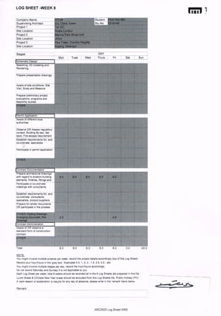 Internship log sheets