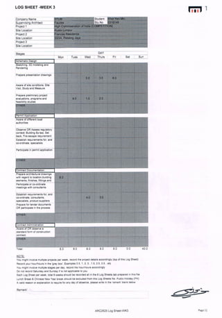 Internship log sheets
