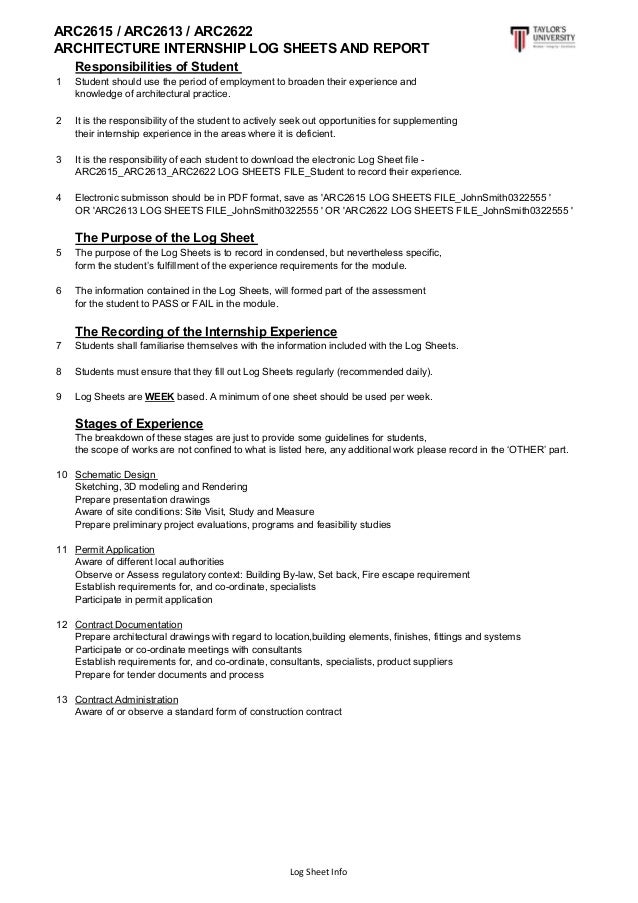 internship log sheets