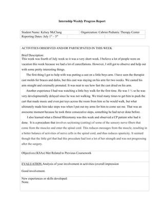 An Example of My Internship Observations | DOC