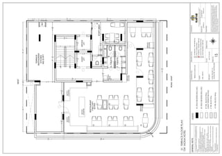 GENERAL
NOTE:
SIGNATURE.
:
ARCHITECTS:
DRAWN
BY:
CHECKED
BY
:
DRAWINGS
AND
ALLIED
DOCUMENTS
ARE
THE
PROPERTY
OF
KARYAE
DESIGN
STUDIO
LLP.
THE
SAME
CANNOT
BE
REPRODUCED,
COPIED
IN
WHOLE
OR
IN
PART
WITHOUT
PRIOR
EXPRESSED
CONSENT
FROM
STAKEHOLDERS
AT
KARYAE
DESIGN
STUDIO
LLP.
THESE
DRAWINGS
CANNOT
BE
HANDED
OVER
TO
A
THIRD
PARTY
OR
USED
FOR
ANY
PURPOSE,
OTHER
THAN
THAT
FOR
WHICH
IT
HAS
BEEN
LOANED.
AFTER
FULFILLING
THE
PURPOSE
OF
ISSUE
THE
DRAWINGS
SHALL
BE
RETURNED
TO
THE
ARCHITECT
.
New.no.4
(old
no.38),
First
Floor,
5th
Cross,
11th
Main
Rd,
Vasanth
Nagar,
Bengaluru,
Karnataka
560052
D
E
S
I
G
N
S
T
U
D
I
O
SUPRIYA
K
PRIYA
M
T
N
S
W
E
ORIENTATION:
SCALE:
SHEET
NO:
NOT
TO
SCALE
DRAWING
STATUS:
FOR
CO-ORDINATION
WORKING
/
TENDER
PURPOSE
GOOD
FOR
CONSTRUCTION
SCHEMATIC
/
FOR
APPROVAL
SHOP
DRAWING
PURPOSE
CLIENT:
PROJECT:
DRAWING
TITLE:
HOTEL
PROJECT
AT
JAGDALPUR,
CHATTISGARH
MR.
ADITYA
TERRACE
FLOOR
PLAN
15
MONA
HOTEL
TERRACE
FLOOR
PLAN
104
01
1.
DO
NOT
SCALE
THE
DRG.
FOLLOW
WRITTEN
DIMENSIONS
ONLY.
2.
ANY
DISCREPANCY
IN
THE
DRG.
SHOULD
BE
BROUGHT
TO
THE
NOTICE
OF
THE
ARCHITECT
IMMEDIATELY.
3.
ALL
DIMENSIONS
SHOWN
TO
BE
VERIFIED
BEFORE
EXECUTION.
4.
ALL
DIMENSIONS
ARE
IN
FEET
AND
INCHES
ONLY
5.
THIS
IS
THE
PROPERTY
OF
KARYAE
DESIGN
IT
SHALL
NOT
BE
COPIED
OR
PRINTED
WITHOUT
PERMISSION.
6.
ALL
DIMENSIONS
INDICATED
ARE
EXCLUDING
PLASTER
THICKNESS.
7.
REFER
STRUCTURAL
DRG.
FOR
R.C.C.
DETAILS.
8.
REFER
DETAIL
DRG.
FOR
DOOR,
WINDOW,STRUCTURE,HANDLE,
STARICASE,TOILET
LATOUT.ETC
9.
FLOOR
FINISH
OF
2"
THICKNESS
IS
ASSUMED
UNLESS
OTHERWISE
MENTIONED
10.
READ
THIS
DRG
IN
CONJUCTION
WITH
STRUCTURAL,INTERIOR
AND
SERVICE
DRAWINGS.
11.
FOR
DETAILED
DESCRIPTION
OF
FINISHES
REFER
SCHEDULE
OF
FINISHES
DRG.
LEGEND:
:
:
RC
STRUCTURE
REFER
STRUC.DWG.
6"
THK.
BLOCK
WALL
:
:
8"
THK.
BLOCK
WALL
(LIGHT
WEIGHT
BLOCK)
4"
THK.
BLOCK
WALL
RC
STRUCTURE
REFER
STRUC.DWG.
:
40
PAX
BUFFET
COUNTER
duct
ROAD
-
EAST
WEST
TERRACE
RESTAURANT
KITCHEN
652.33
SFT
SERVICE
LIFT
GUEST
LIFT
UP
DN
STAFF
AREA
RESTAURANT
1190.5
SFT
HOSTESS
DESK
G.
TOILETS
F.
TOILETS
SERVICE
STATION
SERVICE
STATION
T2
T2
T2
T2
BUFFET
COUNTER
BUFFET
COUNTER
T1
T1
T1
T1
T1
T2
T1
T1
SERVICE
STATION
11'-11
1
2
" 33'-8
1
2
"
20'-7"
2'-2
1
2
"
25'-10"
4'-9" 3'-2" 19'-11
1
2
" 14'-11
1
2
" 12'-9"
42'-7
1
2
"
R
6
'
-
4
"
8'-5
1
2
"
8'-5
1
2
"
6'-3"
20'-11
1
2
"
5'-8
1
2
"
15'-10
1
2
"
8'-2
1
2
"
4' 4'
6'-4
1
2
"
6'-4
1
2
"
6'-4"
6'-4"
5'
4'-7"
9'-2
1
2
"
5'-3"
9'-8
1
2
"
9'-5"
5'
4'-8"
3'-1
1
2
"
4'-8"
2'-4"
7'-7
1
2
"
5'-6
1
2
"
5'-0
1
2
"
11'-7"
24'-8"
 