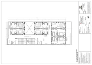 1.
DO
NOT
SCALE
THE
DRG.
FOLLOW
WRITTEN
DIMENSIONS
ONLY.
2.
ANY
DISCREPANCY
IN
THE
DRG.
SHOULD
BE
BROUGHT
TO
THE
NOTICE
OF
THE
ARCHITECT
IMMEDIATELY.
3.
ALL
DIMENSIONS
SHOWN
TO
BE
VERIFIED
BEFORE
EXECUTION.
4.
ALL
DIMENSIONS
ARE
IN
FEET
AND
INCHES
ONLY
5.
THIS
IS
THE
PROPERTY
OF
KARYAE
DESIGN
IT
SHALL
NOT
BE
COPIED
OR
PRINTED
WITHOUT
PERMISSION.
6.
ALL
DIMENSIONS
INDICATED
ARE
EXCLUDING
PLASTER
THICKNESS.
7.
REFER
STRUCTURAL
DRG.
FOR
R.C.C.
DETAILS.
8.
REFER
DETAIL
DRG.
FOR
DOOR,
WINDOW,STRUCTURE,HANDLE,
STARICASE,TOILET
LATOUT.ETC
9.
FLOOR
FINISH
OF
2"
THICKNESS
IS
ASSUMED
UNLESS
OTHERWISE
MENTIONED
10.
READ
THIS
DRG
IN
CONJUCTION
WITH
STRUCTURAL,INTERIOR
AND
SERVICE
DRAWINGS.
11.
FOR
DETAILED
DESCRIPTION
OF
FINISHES
REFER
SCHEDULE
OF
FINISHES
DRG.
GENERAL
NOTE:
SIGNATURE.
:
ARCHITECTS:
DRAWN
BY:
CHECKED
BY
:
DRAWINGS
AND
ALLIED
DOCUMENTS
ARE
THE
PROPERTY
OF
KARYAE
DESIGN
STUDIO
LLP.
THE
SAME
CANNOT
BE
REPRODUCED,
COPIED
IN
WHOLE
OR
IN
PART
WITHOUT
PRIOR
EXPRESSED
CONSENT
FROM
STAKEHOLDERS
AT
KARYAE
DESIGN
STUDIO
LLP.
THESE
DRAWINGS
CANNOT
BE
HANDED
OVER
TO
A
THIRD
PARTY
OR
USED
FOR
ANY
PURPOSE,
OTHER
THAN
THAT
FOR
WHICH
IT
HAS
BEEN
LOANED.
AFTER
FULFILLING
THE
PURPOSE
OF
ISSUE
THE
DRAWINGS
SHALL
BE
RETURNED
TO
THE
ARCHITECT
.
New.no.4
(old
no.38),
First
Floor,
5th
Cross,
11th
Main
Rd,
Vasanth
Nagar,
Bengaluru,
Karnataka
560052
D
E
S
I
G
N
S
T
U
D
I
O
SUPRIYA
K
PRIYA
M
T
N
S
W
E
ORIENTATION:
SCALE:
SHEET
NO:
NOT
TO
SCALE
DRAWING
STATUS:
FOR
CO-ORDINATION
WORKING
/
TENDER
PURPOSE
GOOD
FOR
CONSTRUCTION
SCHEMATIC
/
FOR
APPROVAL
SHOP
DRAWING
PURPOSE
CLIENT:
PROJECT:
DRAWING
TITLE:
PROPOSED
BOUTIQUE
HOTEL
AT
MISSION
STREET,
PONDICHERRY
MR.
RAMESH
KRISHNAMURTHY
TYPICAL
FLOOR
PLAN
42
BOUTIQUE
HOTEL
TYPICAL
FLOOR
PLAN
103
01
SERVICE
LIFT
GUEST
STAIRCASE
SERVICE
STAIRCASE
TEA/COFFEE
MAKER/
MINI
BAR
TEA/COFFEE
MAKER/
MINI
BAR
7
6
TEA/COFFEE
MAKER/
MINI
BAR
TEA/COFFEE
MAKER/
MINI
BAR
12
11
9
8
10
OPEN
TO
SKY
23'0"X15'9"
5'-5"
WIDE
CORRIDOR
4'-4"
WIDE
CORRIDOR
5'-0"
WIDE
CORRIDOR
16'7"X
12'9"
LIFT
LOBBY
SERVICE
STAIRCASE
GUEST
LIFT
GLASS
ROOF
ABOVE
DELICATESSAN
17'-3"
23'
26'-4"
5'
10'-8"
15'-2"
15'-9"
30'-6"
103'-5"
 