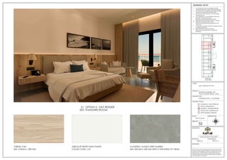 55
SAS CAPITALS PVT LTD..,
PROPOSED INTERIORS FOR
VOB AT MADHELI RESORT , MALE
1. ALL DIMENSIONS ARE IN MILLIMETERS AND ARE
FINISHED DIMENSIONS UNLESS OTHER WISE SPECIFIED
2. ALL LEVELS ARE IN MILLIMETERS AND ARE UNFINISHED
DIMENSIONS UNLESS OTHER WISE SPECIFIED
3. DO NOT SCALE THE DRAWING. FOLLOW WRITTEN
DIMENSIONS ONLY
4. ANY DISCREPANCY IN THE DRAWING SHOULD BE
BROUGHT TO THE NOTICE OF THE
ARCHITECT/DESIGNER BEFORE EXECUTION
5. REFER STRUCTURAL DRAWING FOR R.C.C. DETAILS.
6. REFER DETAIL DRAWINGS FOR DOOR,
WINDOW,STRUCTURE,HANDLE,STARICASE,TOILET
LAYOUT.ETC
7. FLOOR FINISH OF 50MM THICKNESS IS ASSUMED UNLESS
OTHERWISE MENTIONED
8. READ THIS DRG IN CONJUCTION WITH
STRUCTURAL,ARCHITECTURAL AND SERVICES
DRAWINGS.
GENERAL NOTE:
ORIENTATION:
SCALE:
SHEET NO:
NOT TO SCALE
DRAWING STATUS:
FOR CO-ORDINATION
WORKING / TENDER PURPOSE
GOOD FOR CONSTRUCTION
SCHEMATIC / FOR APPROVAL
SHOP DRAWING PURPOSE
DRAWING TITLE:
PROJECT:
CLIENT:
SIGNATURE. :
ARCHITECTS:
DRAWN BY: CHECKED BY :
DRAWINGS AND ALLIED DOCUMENTS ARE THE PROPERTY OF KARYAE DESIGN
STUDIO LLP. THE SAME CANNOT BE REPRODUCED, COPIED IN WHOLE OR IN
PART WITHOUT PRIOR EXPRESSED CONSENT FROM STAKEHOLDERS AT KARYAE
DESIGN STUDIO LLP. THESE DRAWINGS CANNOT BE HANDED OVER TO A
THIRD PARTY OR USED FOR ANY PURPOSE, OTHER THAN THAT FOR WHICH IT
HAS BEEN LOANED. AFTER FULFILLING THE PURPOSE OF ISSUE THE DRAWINGS
SHALL BE RETURNED TO THE ARCHITECT .
New.no.4 (old no.38), First Floor, 5th Cross, 11th Main Rd,
Vasanth Nagar, Bengaluru, Karnataka 560052
D E S I G N S T U D I O
SUPRIYA K PRIYA M T
N
S
W
E
CORRIDOR
BATHROOM
BALCONY
BEDROOM
1
D1
D2
D1
D1
SD1
V1
SHW
WC
V1
V1
V1
V1
V1
V1
V1
V1
V1
V1
V1
V1
V1
D1
D1
D1
D1
D1
D1
D1
D3
D3
D3
D3
D3
D3
D3
D3
D3
D3
D3
D3
D3
D3
D3
D3
D2
D4
D4
D4
D4
D1
SD1
SD1
SD1
SD1
SD1
SD1
SD1
SD1
SD1
SD1
SD1
SHW
WC
BEDROOM
2
BEDROOM
3
BEDROOM
4
BEDROOM
5
BEDROOM
6
BEDROOM
7
BEDROOM
8
BEDROOM
9
BEDROOM
10
PWDR
BALCONY
BALCONY
BALCONY
BALCONY
BALCONY
BALCONY
BALCONY
BALCONY
BALCONY
BATHROOM
BATHROOM
BATHROOM
LIVING
01
D1
UP
UP
41.13m²
LIVING
02
23.98m²
22.75m²
22.75m²
22.75m²
22.75m²
22.75m²
22.75m²
22.75m²
41.13m²
23.98m²
1.46m²
1.40m²
17.03m²
SHW
WC
1.46m²
1.40m²
17.03m²
2.54m²
PWDR
2.54m²
1.85m²
1.85m²
WC
WC
1.85m²
1.85m²
WC
WC
1.85m²
1.85m²
WC
WC
1.85m²
1.85m²
WC
2.22m²
SHW
2.22m²
SHW
2.22m²
SHW
2.22m²
SHW
2.22m²
SHW
2.22m²
SHW
2.22m²
SHW
2.22m²
16.21m²
7.98m²
7.98m²
7.98m²
7.98m²
7.98m²
7.98m²
7.98m²
16.21m²
9.66m²
9.66m²
BATHROOM
BATHROOM
9.66m²
9.66m²
BATHROOM
BATHROOM
9.66m²
9.66m²
BATHROOM
BATHROOM
9.66m²
9.66m²
56.67m²
PORCH
VOB GR.FL
KEYPLAN
STANDARD ROOM - OP 3 RENDER
SIZE: 570MM x 1300 MM
TORINO OAK
COLOR CODE: L161
ABSOLUTE WHITE ASIAN PAINTS
STANDARD ROOM
OPTION 3 - DAY RENDER
203
01
SIZE: 600 MM x 600 MM WITH A THICKNESS OF 18MM
FLOORING: ALASKA GREY MARBLE
 