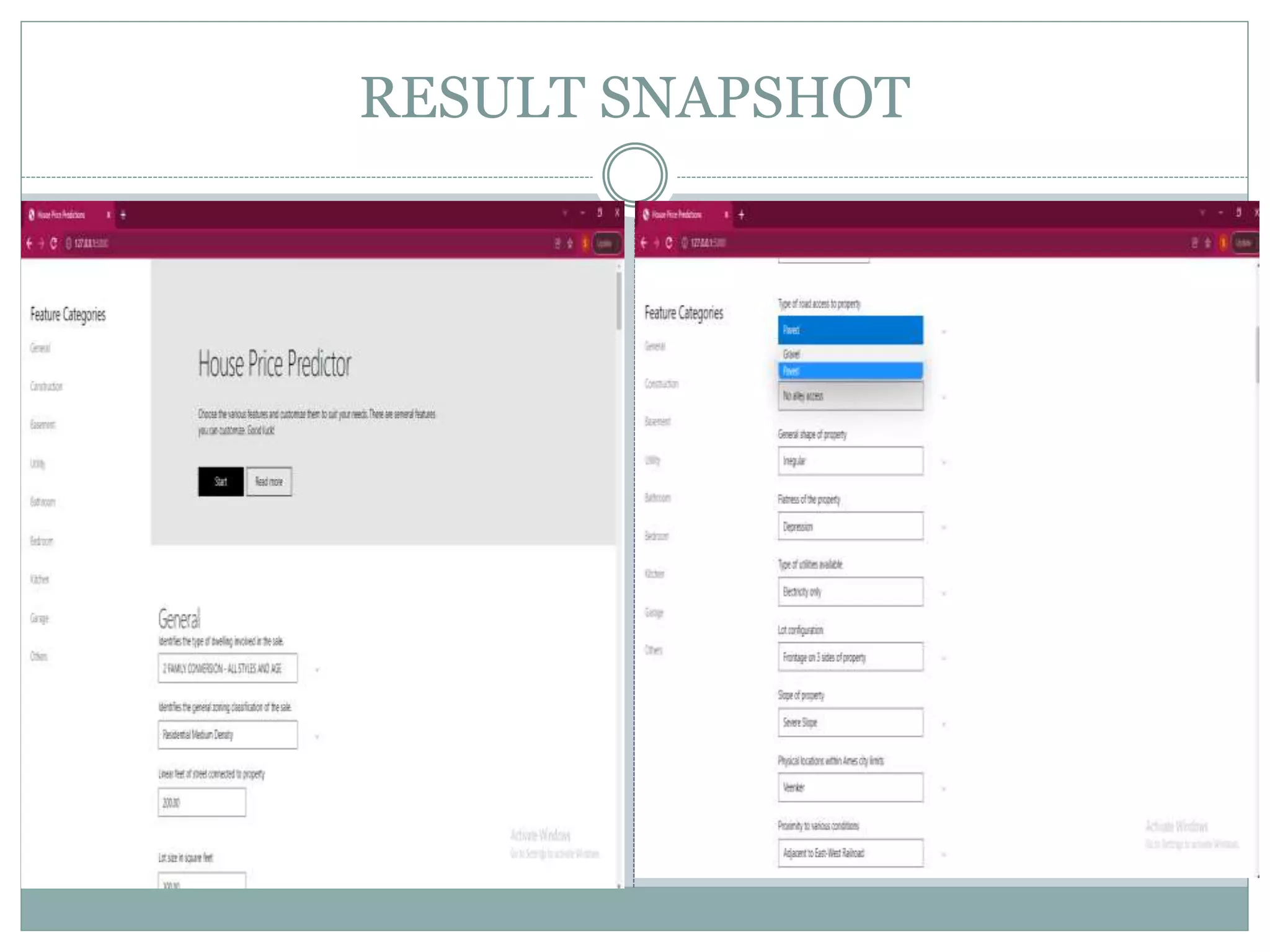 RESULT SNAPSHOT
 