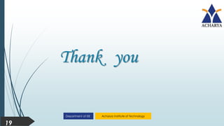 Acharya Institute of Technology
Department of ISE
Thank you
19
 