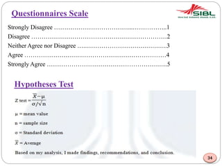 Questionnaires Scale
Strongly Disagree ………………………………...……………..1
Disagree …………………………………………………………2
Neither Agree nor Disagree ….………………………………….3
Agree ……………………………………………………………4
Strongly Agree …………………………………………………..5
Hypotheses Test
34
 
