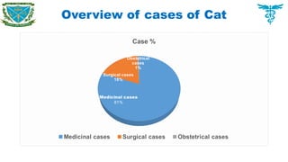 Overview of cases of Cat
Medicinal cases
81%
Surgical cases
18%
Obstetrical
cases
1%
Case %
Medicinal cases Surgical cases Obstetrical cases
 