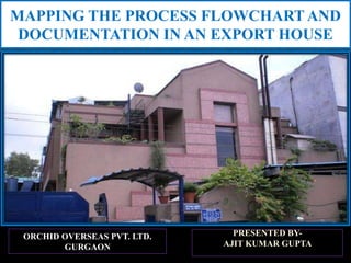PRESENTED BY-
AJIT KUMAR GUPTA
MAPPING THE PROCESS FLOWCHART AND
DOCUMENTATION IN AN EXPORT HOUSE
ORCHID OVERSEAS PVT. LTD.
GURGAON
 