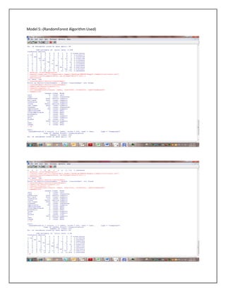 Model 5:-(RandomForest Algorithm Used)
 