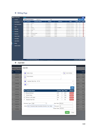 143
 Billing Page
 Add Bill
 