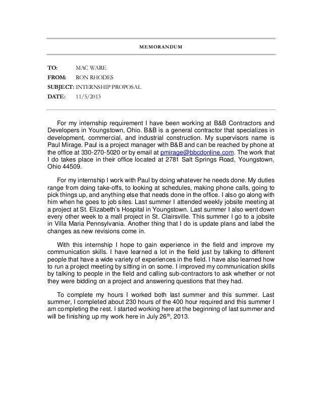 Internship Proposal Internship Proposal