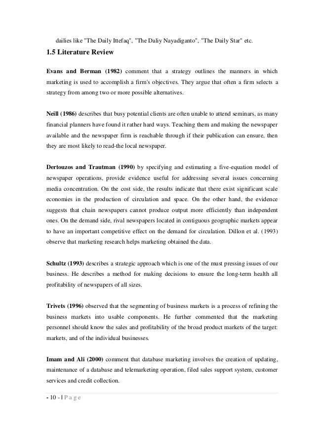 marketing strategy of newspaper industry a study on daily prothom a newspaper outlines