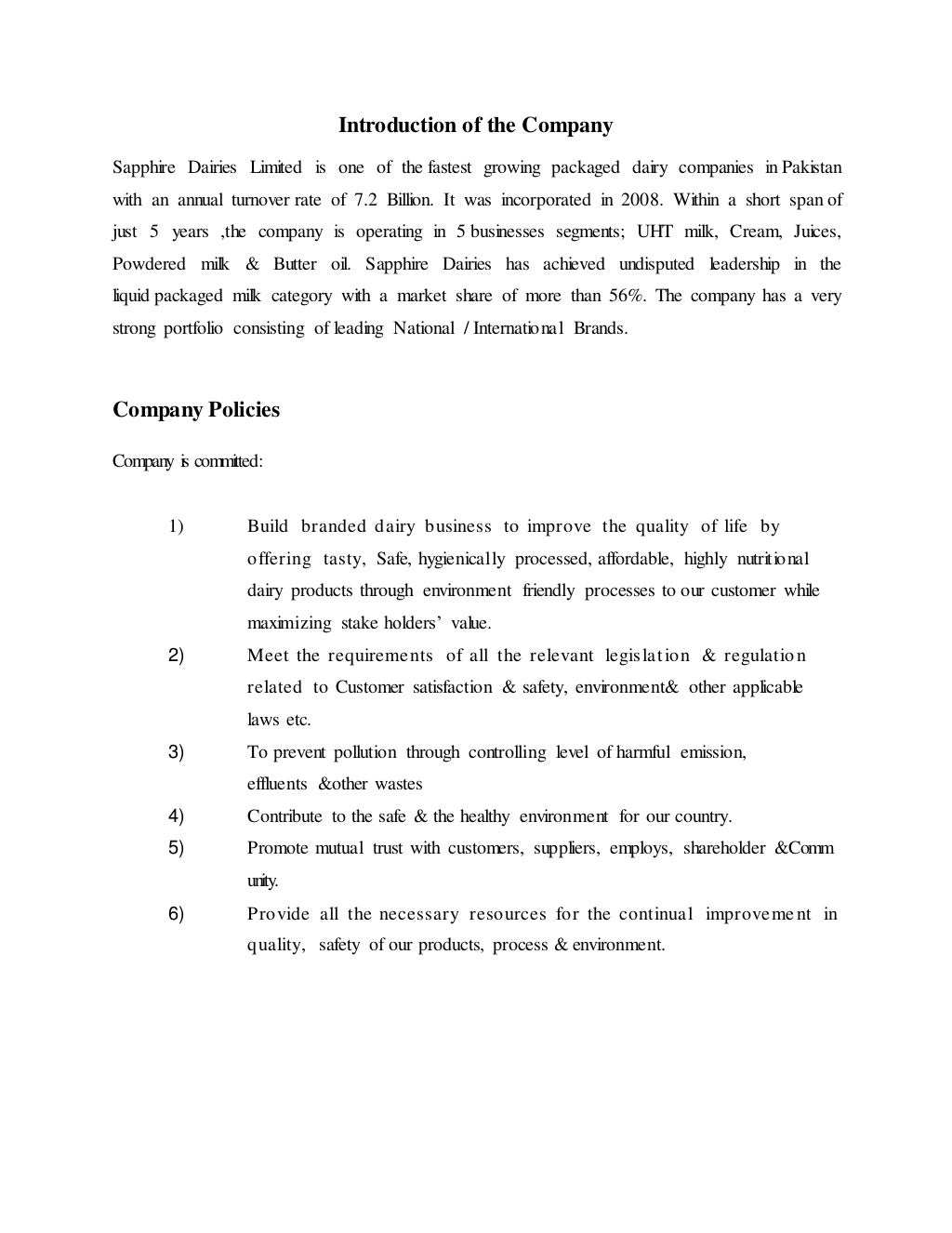 internship report on dairy industry for marketing