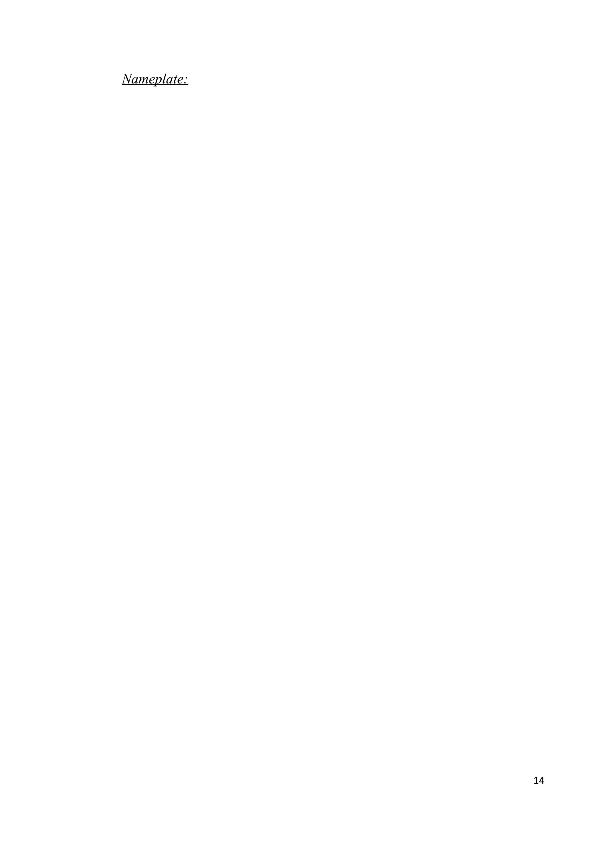 Nameplate:
14
 
