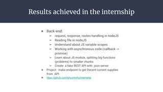 Internship report | PPT