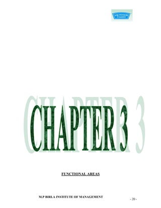 FUNCTIONAL AREAS




M.P BIRLA INSTITUTE OF MANAGEMENT
                                    - 20 -
 