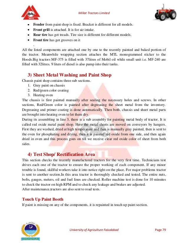 Internship Report Millat Tractors Limited Mtl 2013