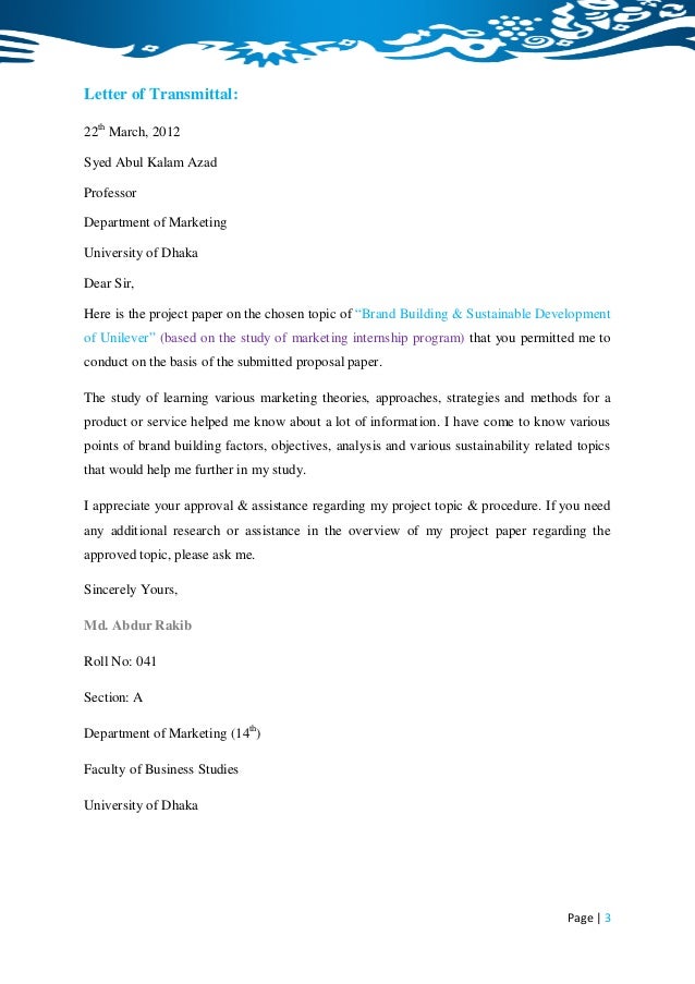 bba internship report on brand building sustainable development of unilever md abdur rakib 3 638