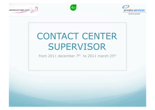 CONTACT CENTER
SUPERVISOR
from 2011 december 7th to 2011 march 25th
 