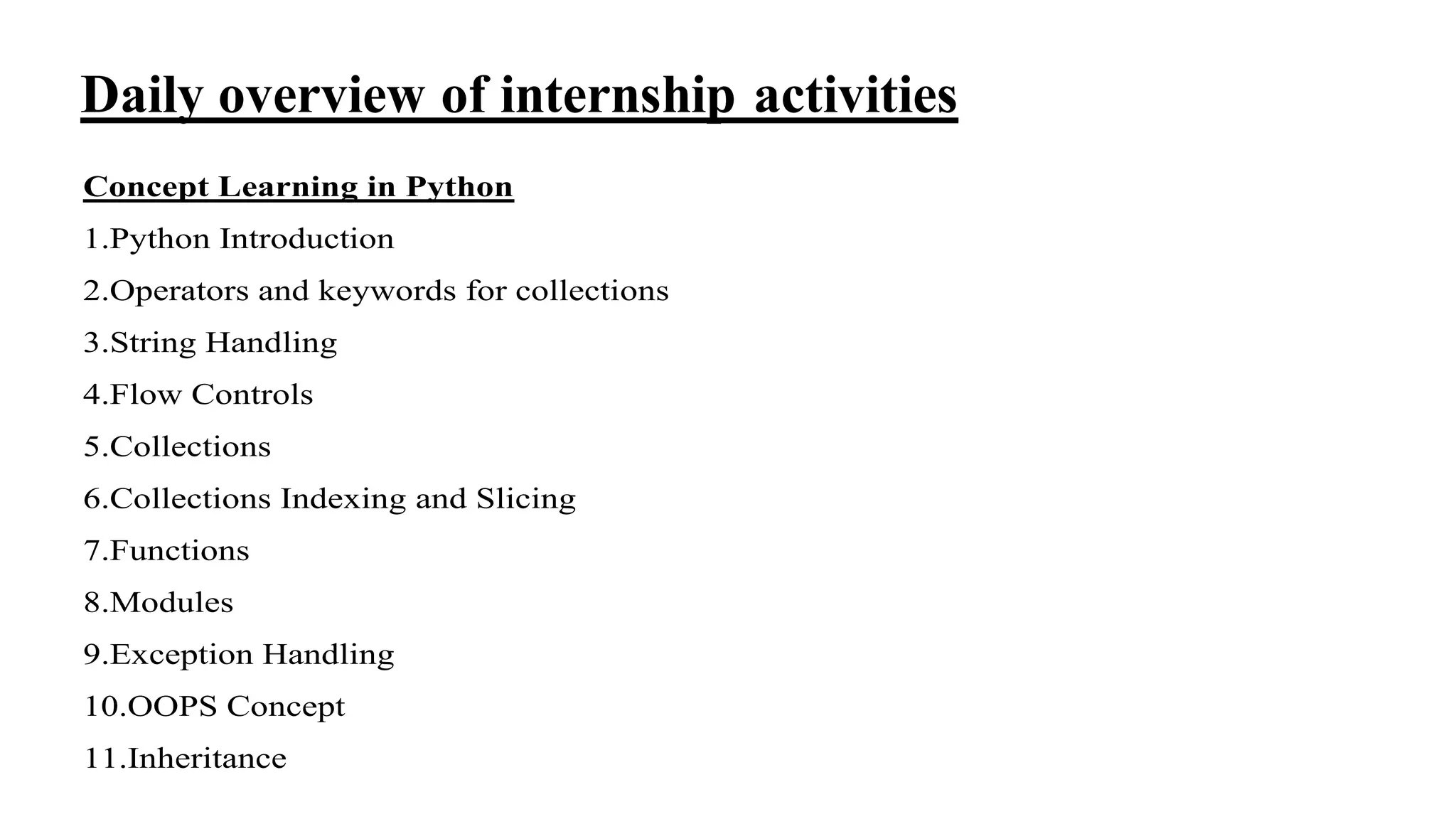 report on internshala python training | PDF