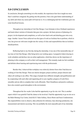 BSC (H) ARCHITECTURE DEGREE SEM 4.5 INTERNSHIP REPORT FINAL | PDF