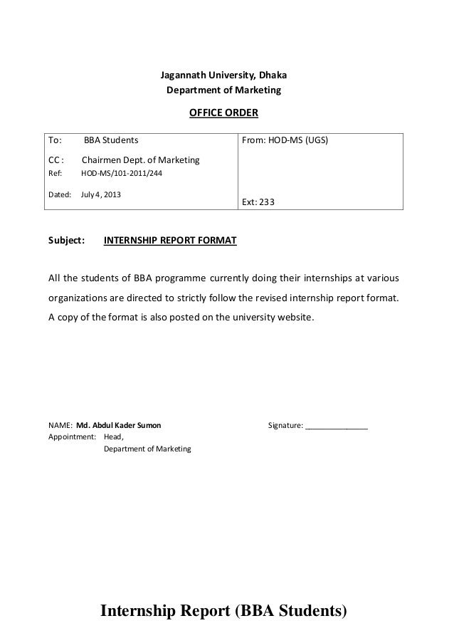 internship report format