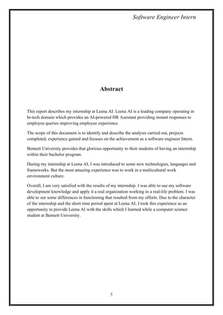 Computer Science Internship Report PDF Leena AI | PDF