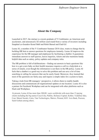 Computer Science Internship Report PDF Leena AI | PDF
