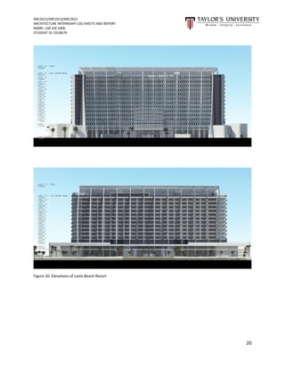 ARC2615/ARC2613/ARC2622
ARCHITECTURE INTERNSHIP LOG SHEETS AND REPORT
NAME: LIM JOE ONN
STUDENT ID: 0318679
20
Figure 20: Elevations of Leela Beach Resort
 
