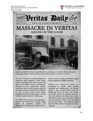 ARC2615/ARC2613/ARC2622
ARCHITECTURE INTERNSHIP LOG SHEETS AND REPORT
NAME: LIM JOE ONN
STUDENT ID: 0318679
38
 