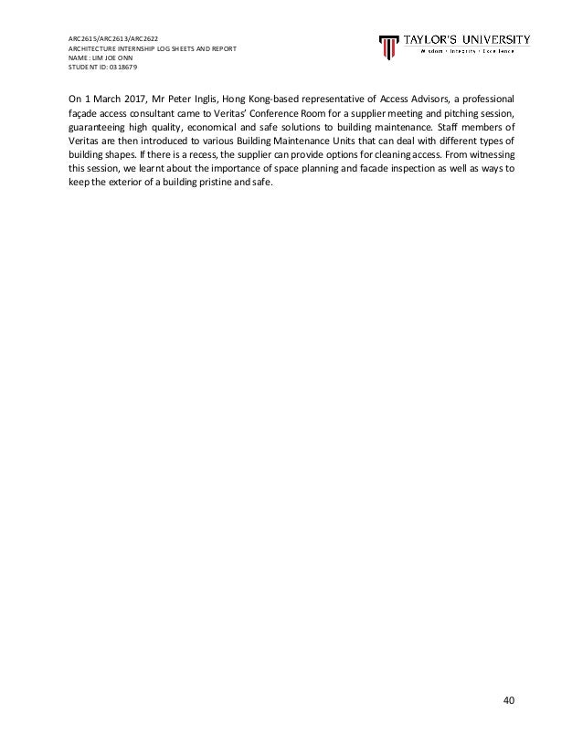 Architecture Internship Report by Lim Joe Onn