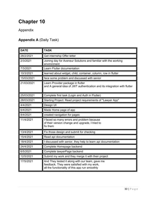 Internship report on flutter lawyer app | PDF
